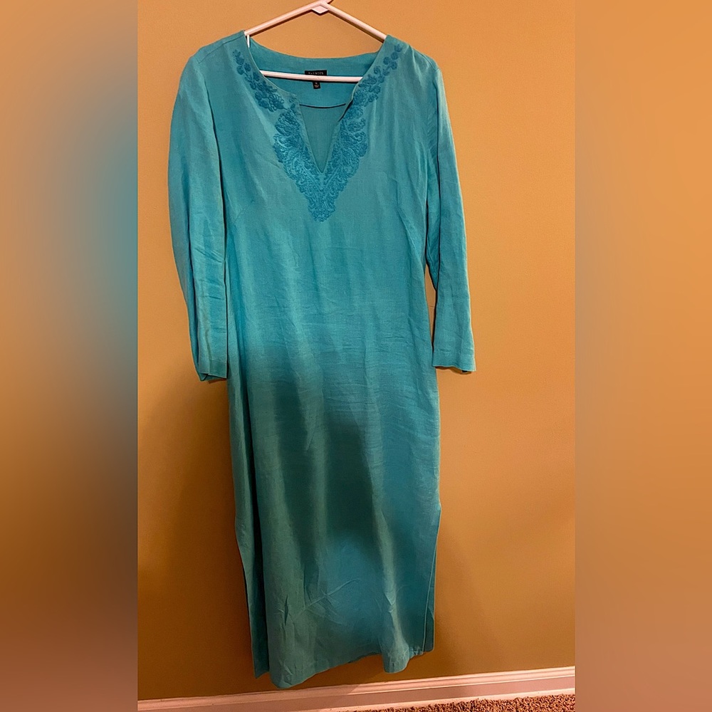 Beautiful Blue Kaftan with Embroidered Collar